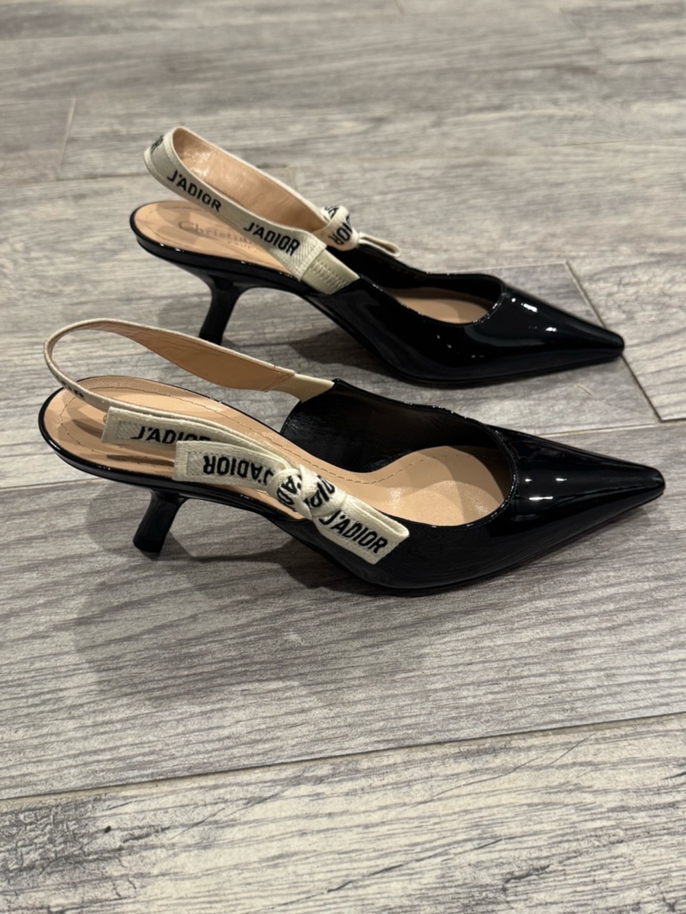 J'Adior Christian Dior Slingback Pump black patent leather